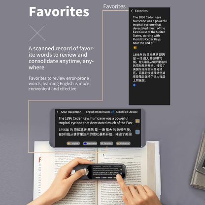 Translation Pen Scanner Translator, 116 Languages Fast High Accuracy Smart Translator with Photo Translation, Noise Reduction Portable Scanning Translator for Language(Black Global Translation) visio