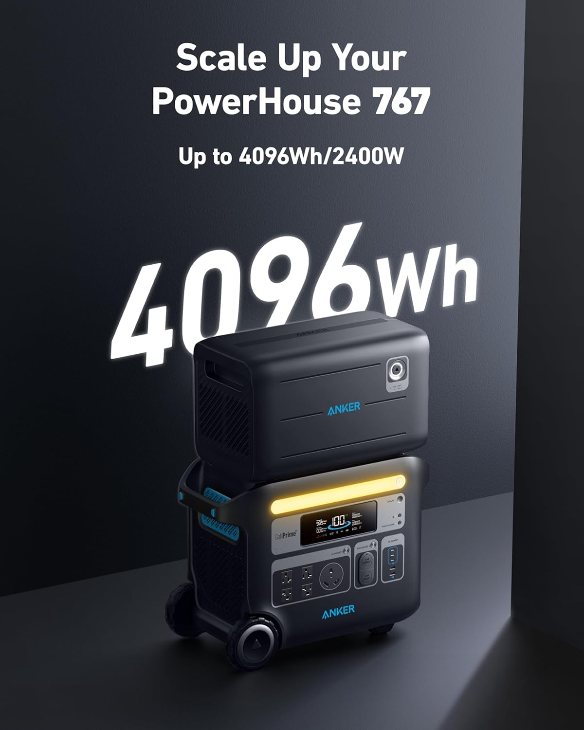 Anker SOLIX F2000 Portable Power Station, PowerHouse 767, 2400W Solar Generator, GaNPrime Battery Generators for Home Use, LiFePO4 Power Station for Outdoor Camping, and RVs (Solar Panel Optional)