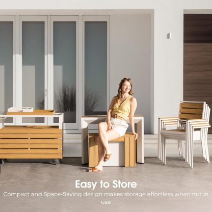 Transformer Table Outdoor Patio Furniture Set for 4 to 12, Expandable Outdoor Table and Chairs Set of 4 with Dining Bench, Weather Resistant Extendable Patio Table with Chairs & Bench