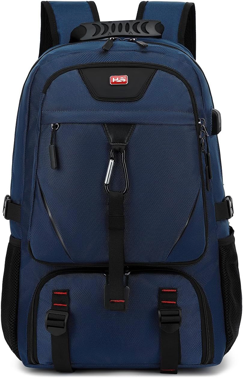 INSAVANT Travel Backpack for Mens 18.3 Inch with Laptop Sleeve and Shoe Compartment, Computer Backpacks with USB Charging Port, Durable Hiking Work Business Daypack for Women(Black Black)