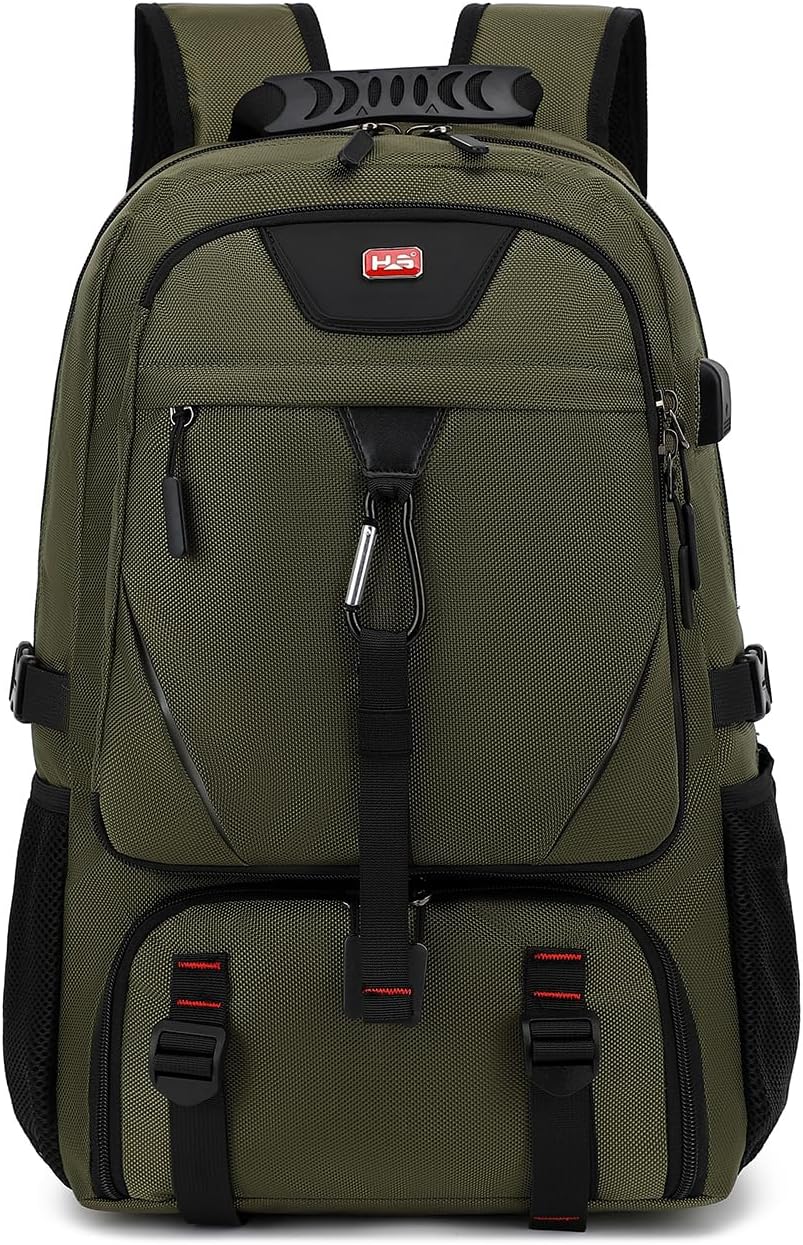 INSAVANT Travel Backpack for Mens 18.3 Inch with Laptop Sleeve and Shoe Compartment, Computer Backpacks with USB Charging Port, Durable Hiking Work Business Daypack for Women(Black Black)