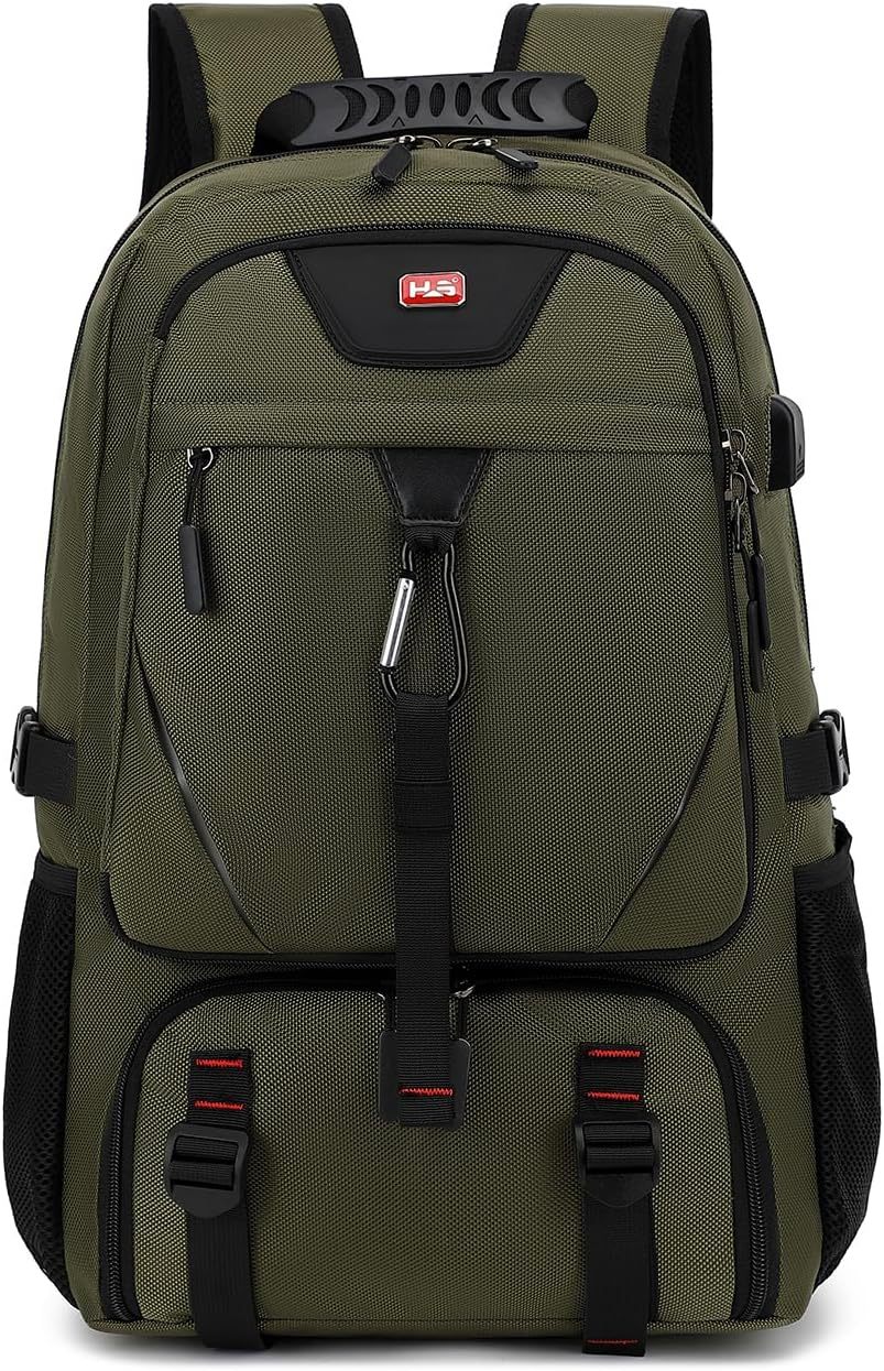 INSAVANT Travel Backpack for Mens 18.3 Inch with Laptop Sleeve and Shoe Compartment, Computer Backpacks with USB Charging Port, Durable Hiking Work Business Daypack for Women(Black Black)