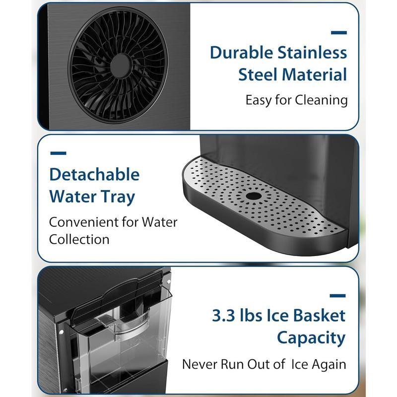 COWSAR Nugget Ice Maker Dispenser, Self Dispensing Pellet Ice Maker, 44lbs/24H, 15mins Quick Ice Make, 3.3lbs Ice Storage, Ice Full Indicator, Self-Cleaning, Home, Kitchen, Bar, Party