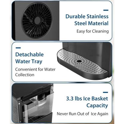 COWSAR Nugget Ice Maker Dispenser, Self Dispensing Pellet Ice Maker, 44lbs/24H, 15mins Quick Ice Make, 3.3lbs Ice Storage, Ice Full Indicator, Self-Cleaning, Home, Kitchen, Bar, Party