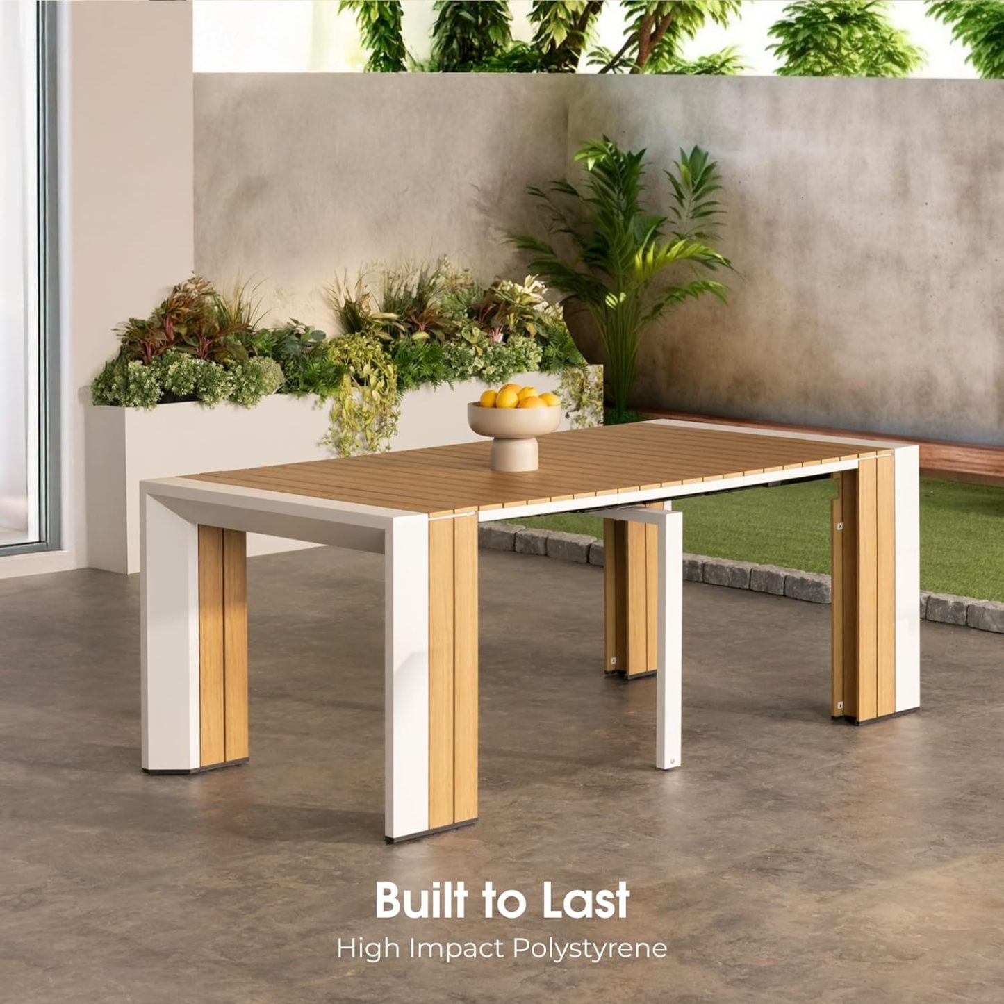 Transformer Table Outdoor Patio Furniture Set for 4 to 12, Expandable Outdoor Table and Chairs Set of 4 with Dining Bench, Weather Resistant Extendable Patio Table with Chairs & Bench