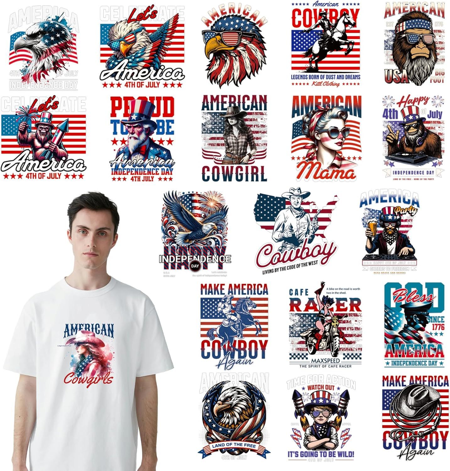 4th of July DTF Transfers Ready to Press -20 Sheets Independence Day I