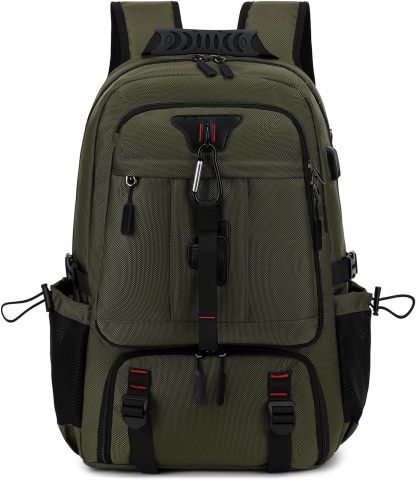 INSAVANT Travel Backpack for Mens 18.3 Inch with Laptop Sleeve and Shoe Compartment, Computer Backpacks with USB Charging Port, Durable Hiking Work Business Daypack for Women(Black Black)