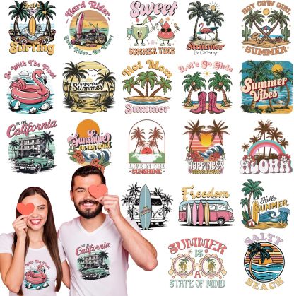 4th of July DTF Transfers Ready to Press -20 Sheets Independence Day Iron on Transfers Western Cowboy Iron on Decals for Patriot Day Parades Clothing USA T-Shirts American Hat Bag DIY Decorations