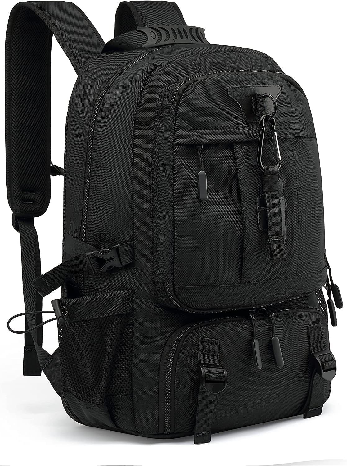INSAVANT Travel Backpack for Mens 18.3 Inch with Laptop Sleeve and Shoe Compartment, Computer Backpacks with USB Charging Port, Durable Hiking Work Business Daypack for Women(Black Black)