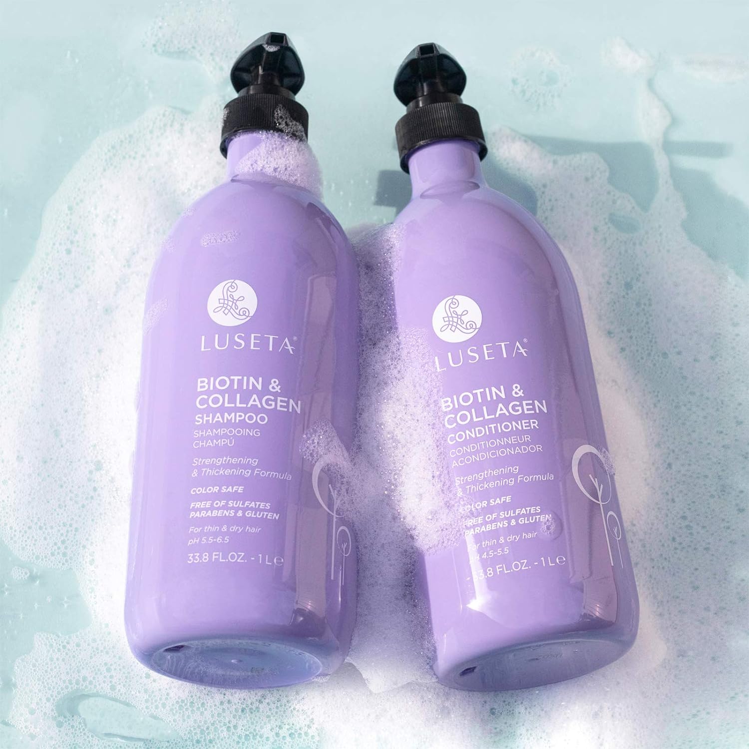 Luseta Biotin Shampoo and Conditioner for HairGrowth - Thickening Shampoo for Thinning Hair andHair Loss - Infused with Argan Oil to Repair DamagedDry Hair - Sulfate Free Paraben Free-2 x 16.9 fl oz
