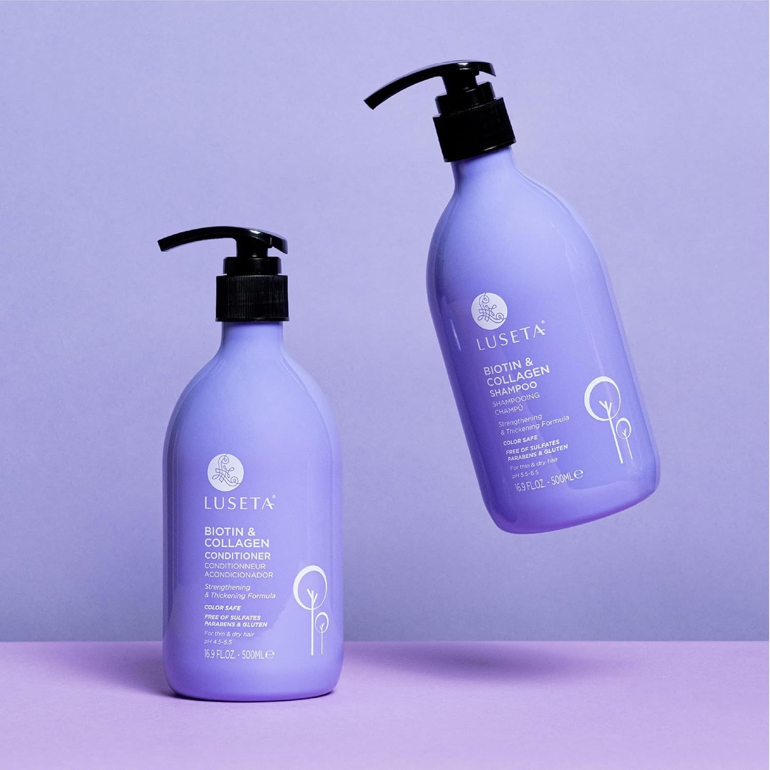Luseta Biotin Shampoo and Conditioner for HairGrowth - Thickening Shampoo for Thinning Hair andHair Loss - Infused with Argan Oil to Repair DamagedDry Hair - Sulfate Free Paraben Free-2 x 16.9 fl oz