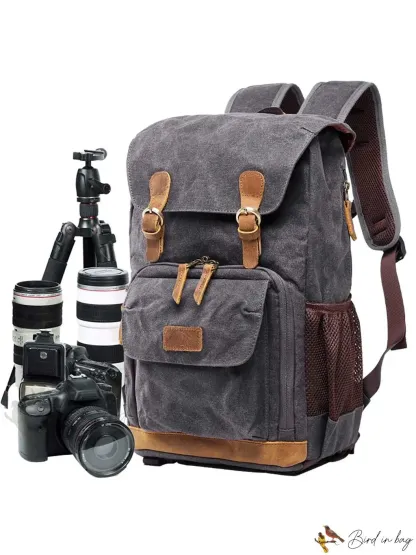 Camera Backpack for Photographers with Large Capacity, Waterproof, Retro Wax Dyed Canvas, Camera Bag, Fits 15 inch L
