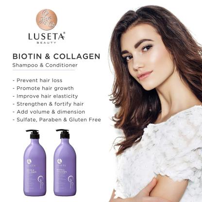 Luseta Biotin Shampoo and Conditioner for HairGrowth - Thickening Shampoo for Thinning Hair andHair Loss - Infused with Argan Oil to Repair DamagedDry Hair - Sulfate Free Paraben Free-2 x 16.9 fl oz