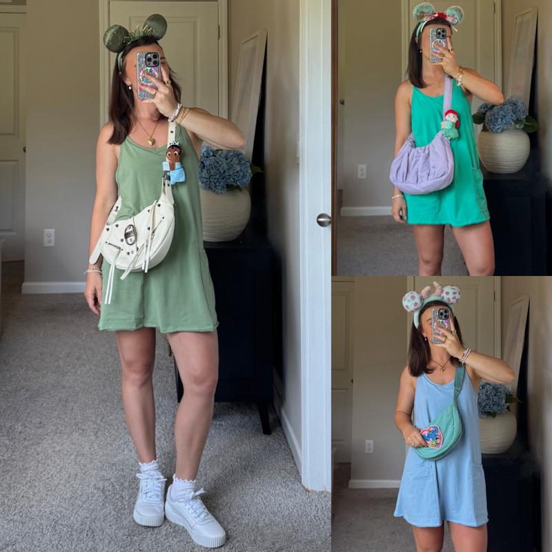 Tanming Womens Athletic Sleeveless Mini Dress with Built-in Shorts V Neck Spaghetti Strap Short Tennis Dress with Pockets