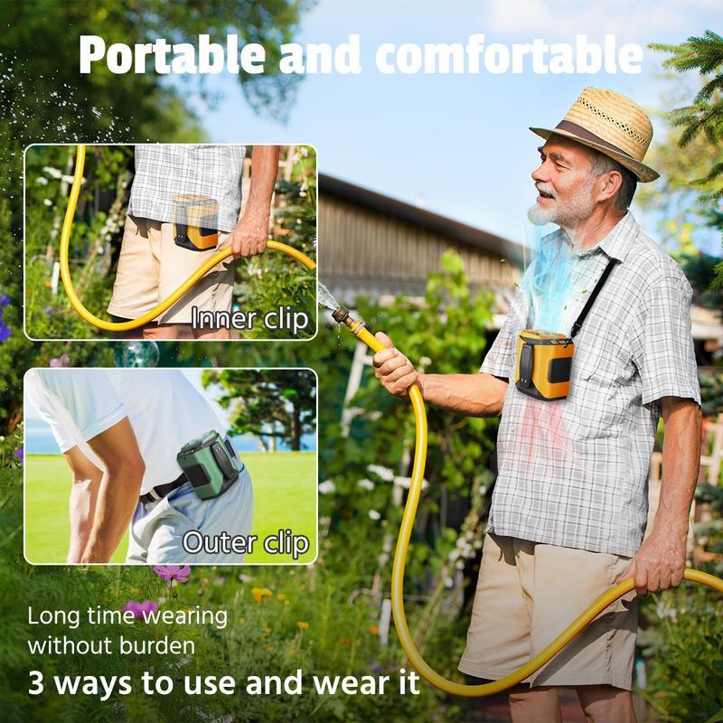 Upgrade Personal Portable Waist Clip Fan,Rechargeable 5000mAh Battery Power bank,10 Speeds 10000RPM Strong Airflow, LED Light, up to 8H of Working Time, Hands-Free Hanging Neck Fan, Wearable Belt Fan for Camping, Outdoor, Jobsite,Farms,Traveling,Fishing