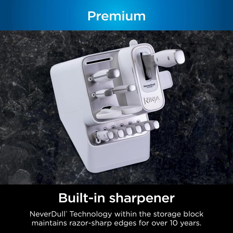 Foodi NeverDull Premium 12-Piece German Stainless Steel Knife Block Set with Built-in Sharpener