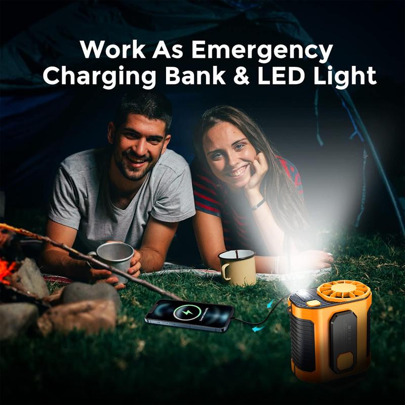 Upgrade Personal Portable Waist Clip Fan,Rechargeable 5000mAh Battery Power bank,10 Speeds 10000RPM Strong Airflow, LED Light, up to 8H of Working Time, Hands-Free Hanging Neck Fan, Wearable Belt Fan for Camping, Outdoor, Jobsite,Farms,Traveling,Fishing