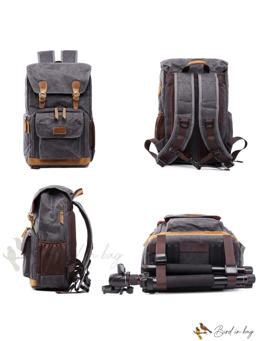 Camera Backpack for Photographers with Large Capacity, Waterproof, Retro Wax Dyed Canvas, Camera Bag, Fits 15 inch L
