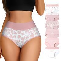 HOTCOM Cute Love Cotton Panties For Women Underwear Print Panty Girls Briefs Breathable Soft Underpants Female Sexy panties 6 Pack
