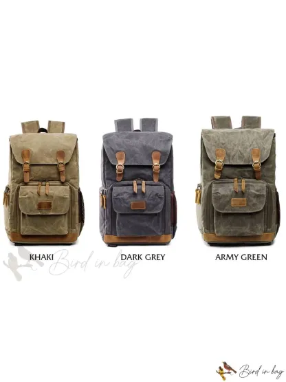 Camera Backpack for Photographers with Large Capacity, Waterproof, Retro Wax Dyed Canvas, Camera Bag, Fits 15 inch L