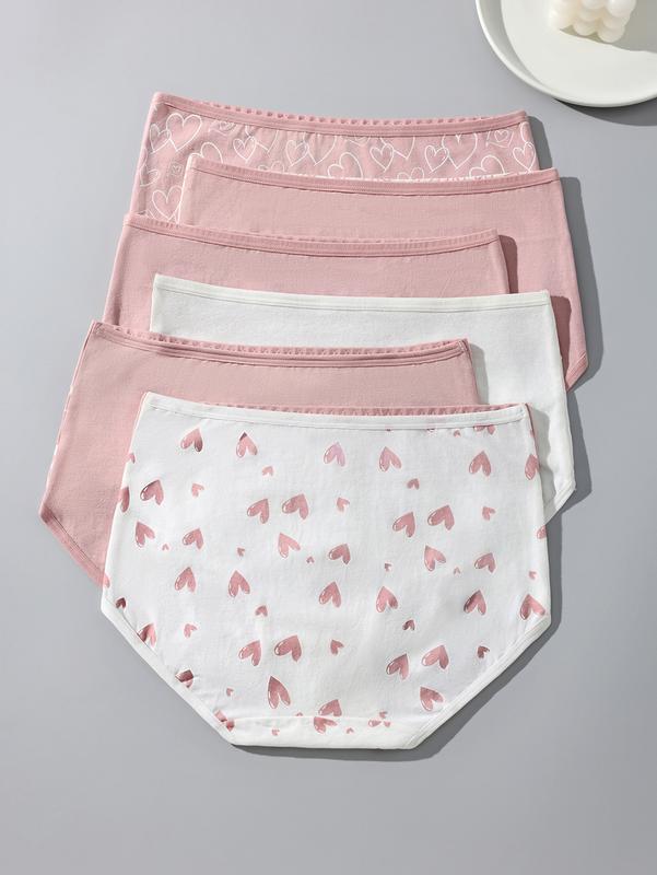 HOTCOM Cute Love Cotton Panties For Women Underwear Print Panty Girls Briefs Breathable Soft Underpants Female Sexy panties 6 Pack