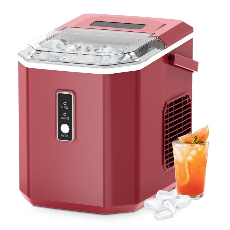 EUHOMY Countertop Ice Maker with Handle, Makes 26 Pounds of Ice in 24 Hours, 9 Ice Cubes in 6 Minutes, Self-Cleaning Portable Ice Maker with Basket and Scoop for Home/Kitchen/Camping/RV.