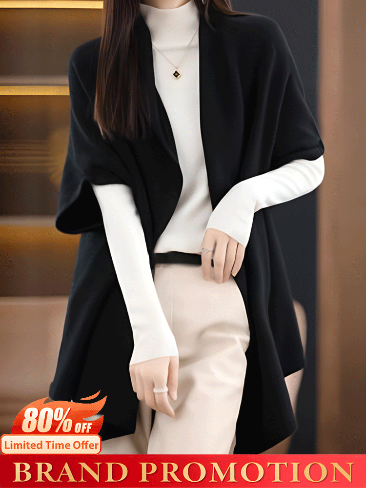 Mantel aus reiner Wolle mit Umhang