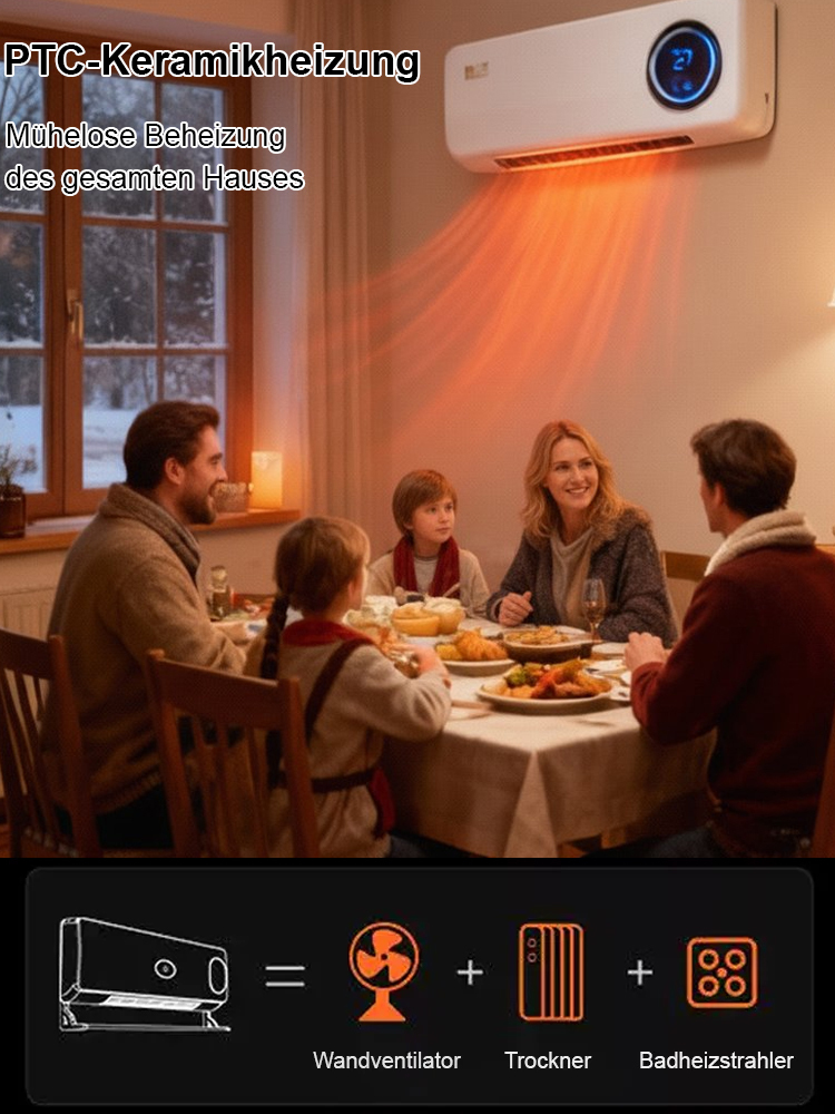 Tragbare Wandheizung✨2000W PTC-Technik, Wärme in 3 Sek