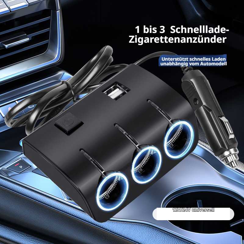 Auto ein ziehen drei Zigarettenanzünder 12V/24V Konverter mit Schaltnetzteil 1506 Autoladegerät