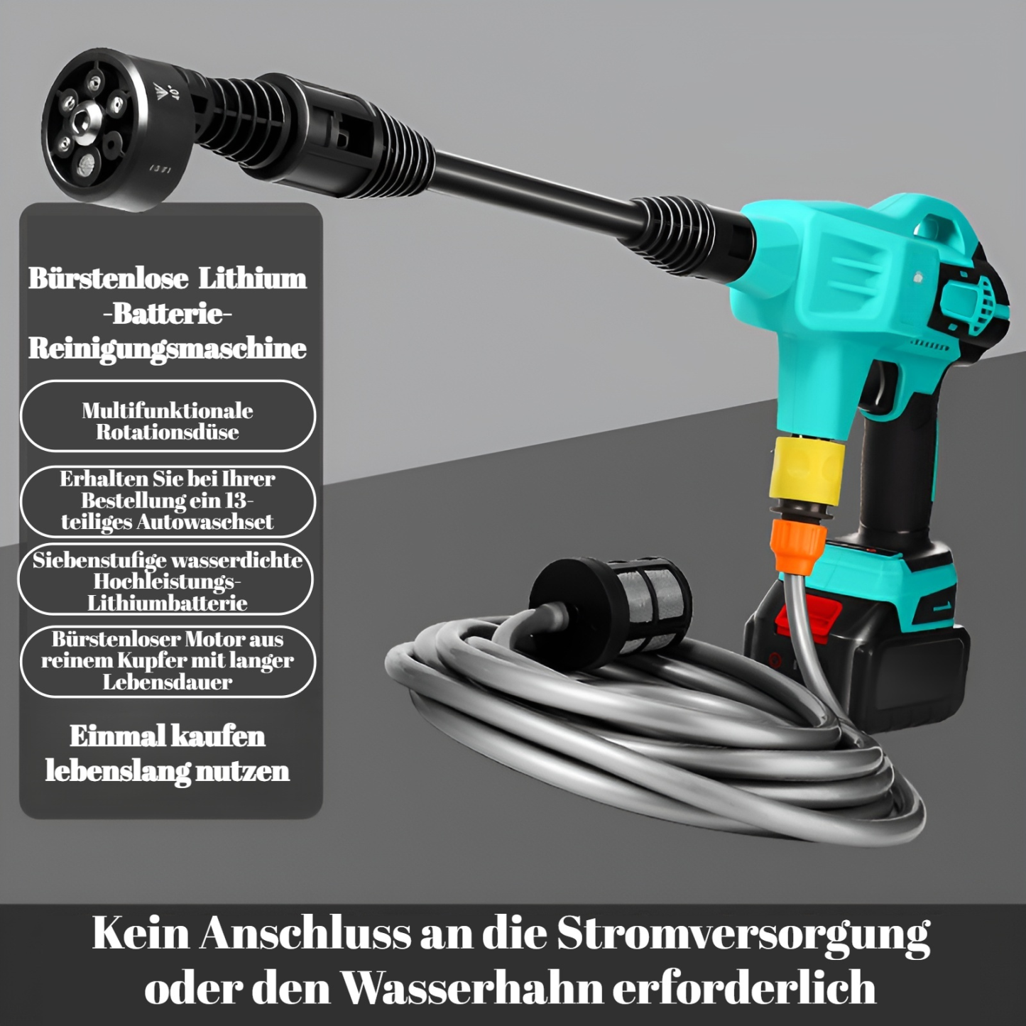 Bürstenloser Hochdruck-Autoreiniger mit Lithiumbatterie, tragbares Aufladen des Haushalts, kabellose