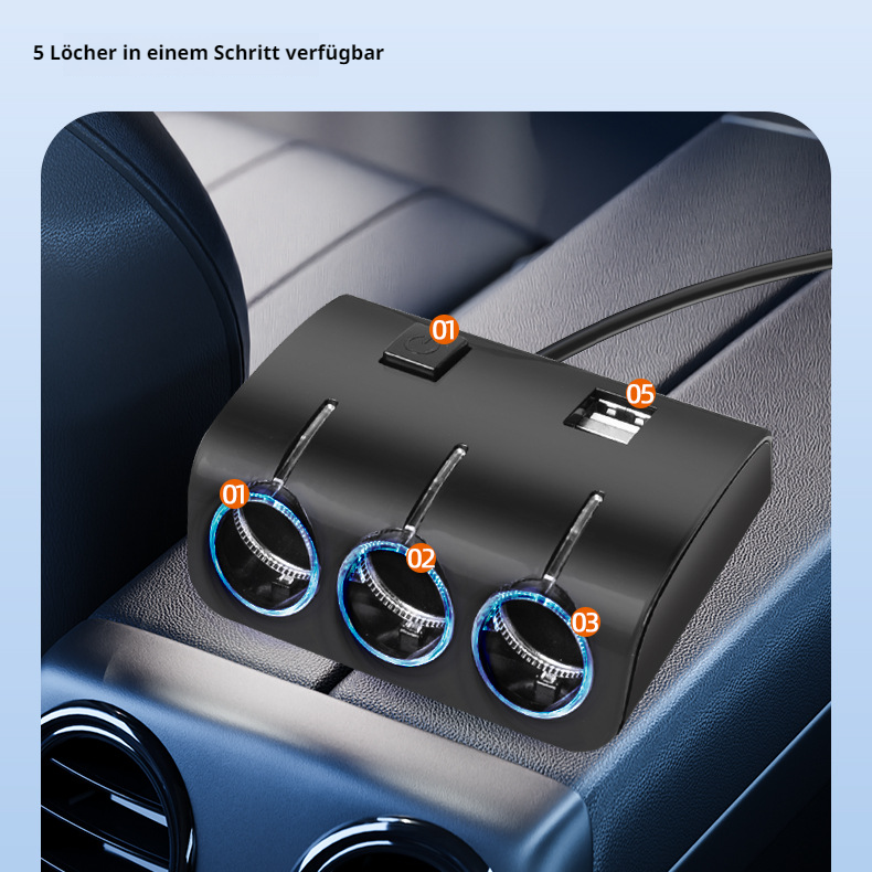 Auto ein ziehen drei Zigarettenanzünder 12V/24V Konverter mit Schaltnetzteil 1506 Autoladegerät