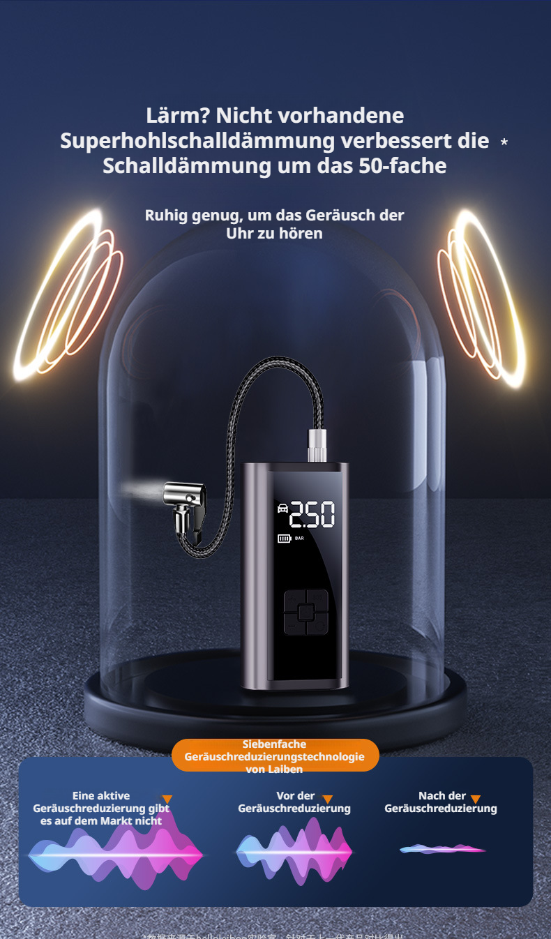 Kabelloser Reifenf&uuml;ller mit LED-Licht