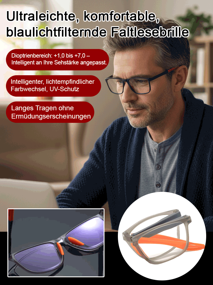 Ultra-leichte, komfortable, faltbare Lesebrille mit Blaulichtschutz