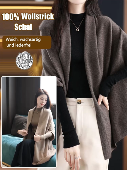 Mantel aus reiner Wolle mit Umhang