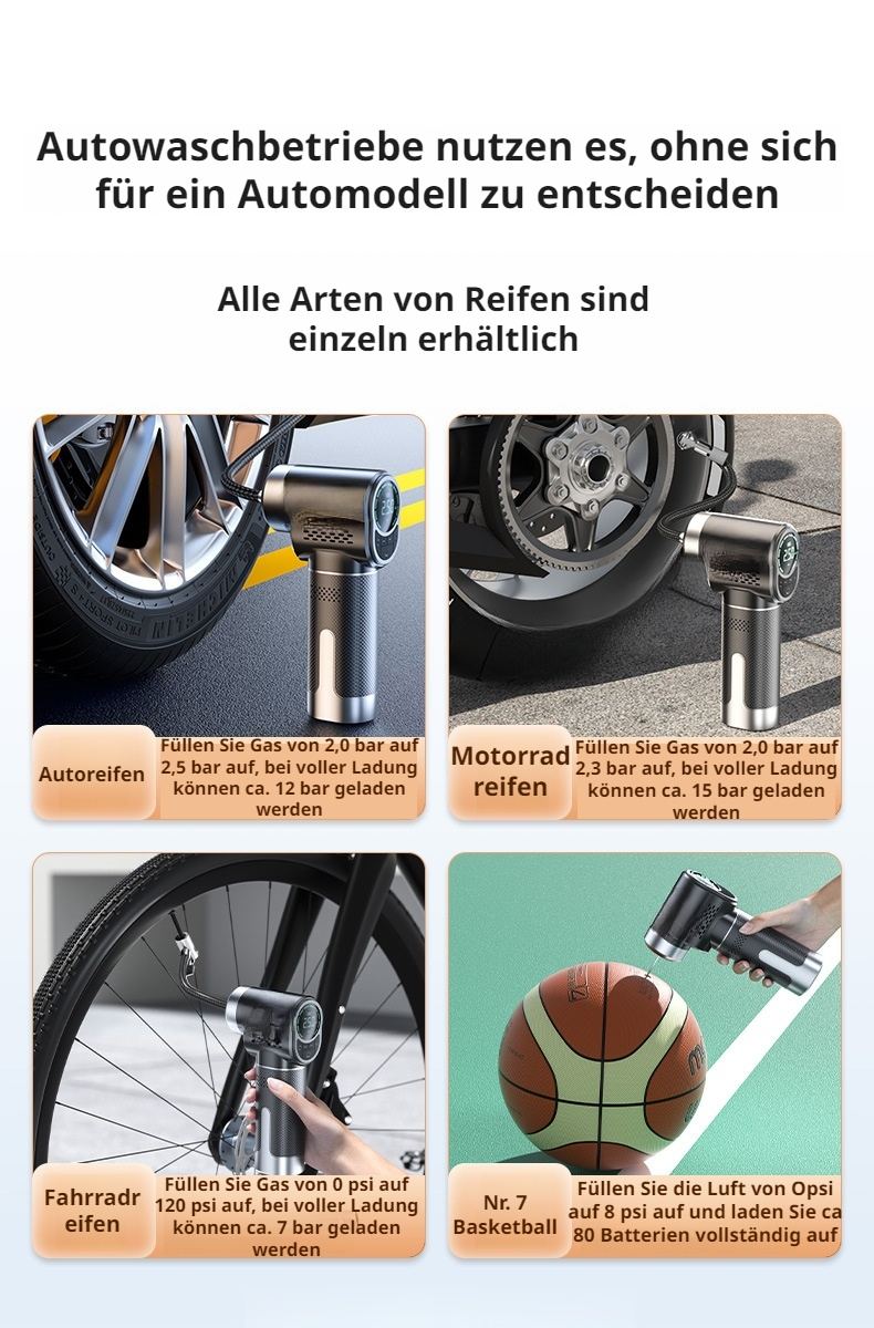 Kompakte tragbare elektrische Luftpumpe