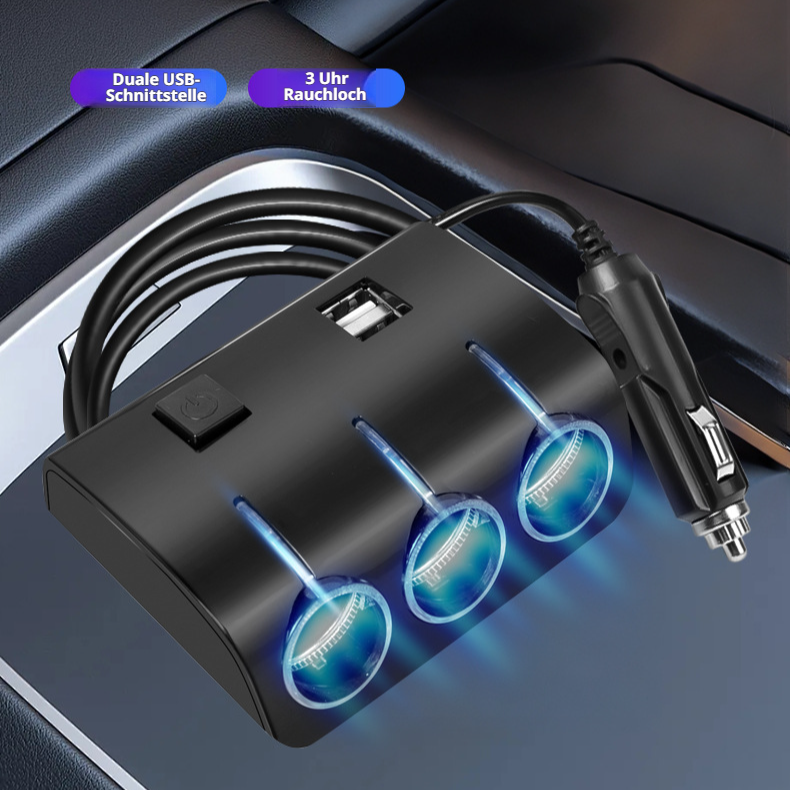 Auto ein ziehen drei Zigarettenanzünder 12V/24V Konverter mit Schaltnetzteil 1506 Autoladegerät