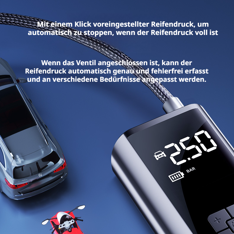 Aufblasbare Pumpe für Auto Tragbarer Inflator Kabellose Reifenfüllpumpe Multifunktionale aufblasbare