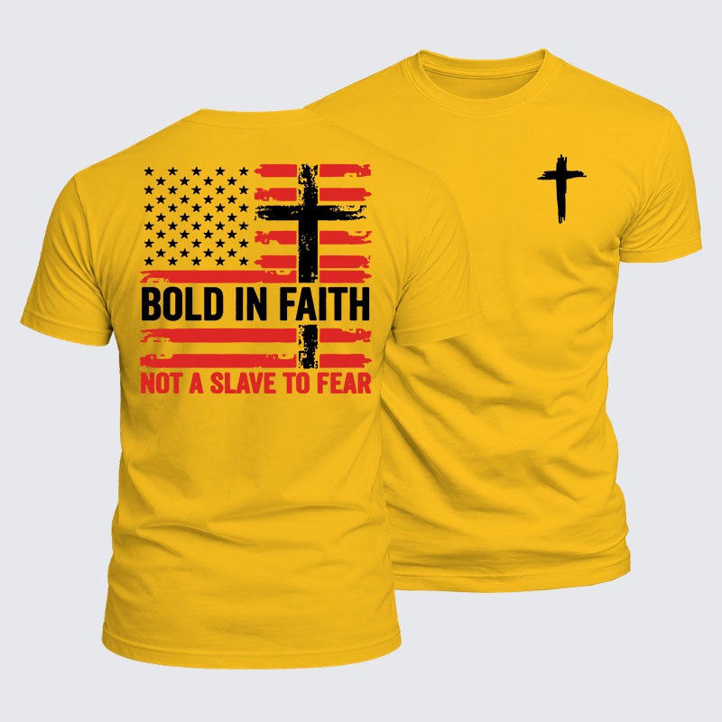 Luxe Mercerized Cotton Tee - Bold In Faith ,Not A Slave To Fear Flag