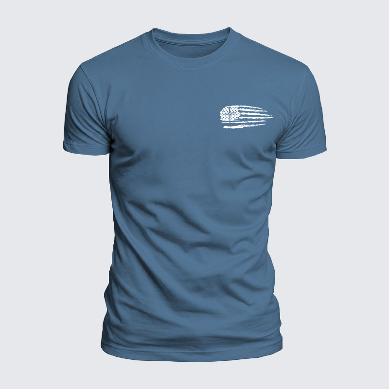 Luxe Mercerized Cotton Tee - Tattered Flag Cross 