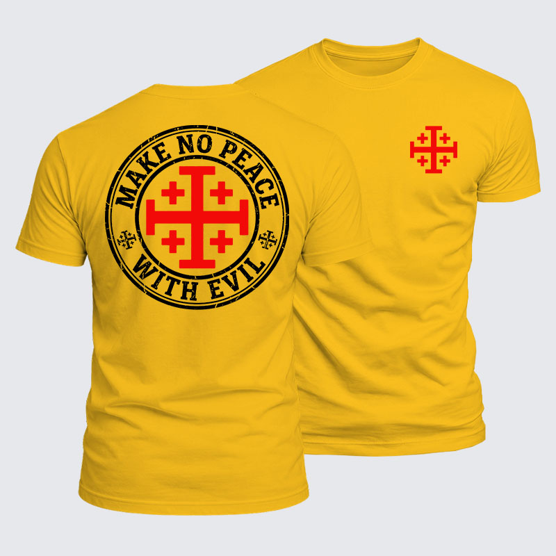 Luxe Mercerized Cotton Tee - Make No Peace with Evil Knight Templar Jerusalem Cross