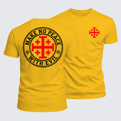Luxe Mercerized Cotton Tee - Make No Peace with Evil Knight Templar Jerusalem Cross