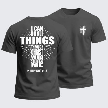 Heavyweight Cotton Tee - I Can Do All Things Through Christ Who Strengthens Me