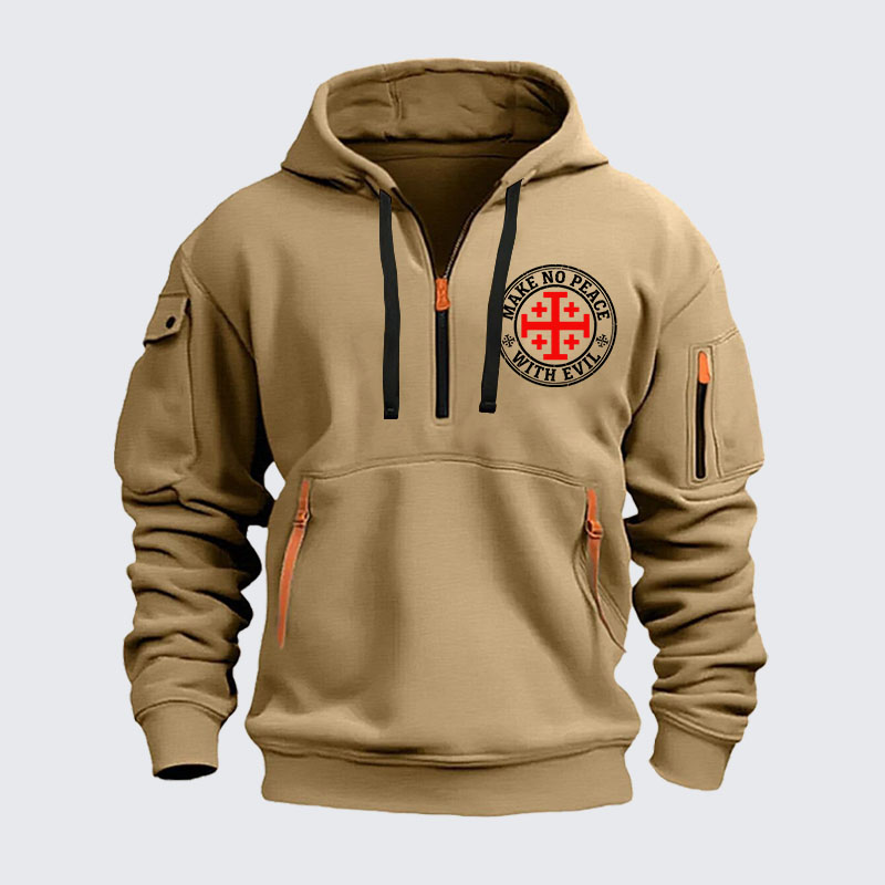Zipper Hoodies - Make No Peace with Evil Knight Templar Jerusalem Cross