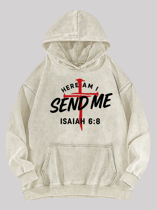 Here Am I Send Me Jesus God Christian Washed Hoodie