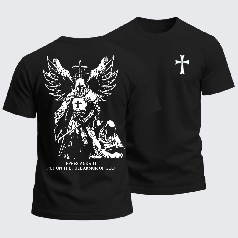 [Copy]Heavyweight Cotton Tee - Ephesians 6:11 Full Armor of God Knight