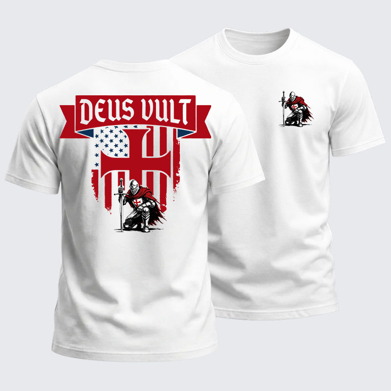 Heavyweight Cotton Tee - Templar Knight Crusader Deus Vult