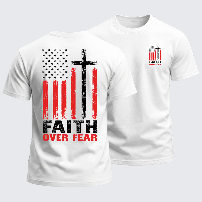 Heavyweight Cotton Tee - Faith Over Fear Flag