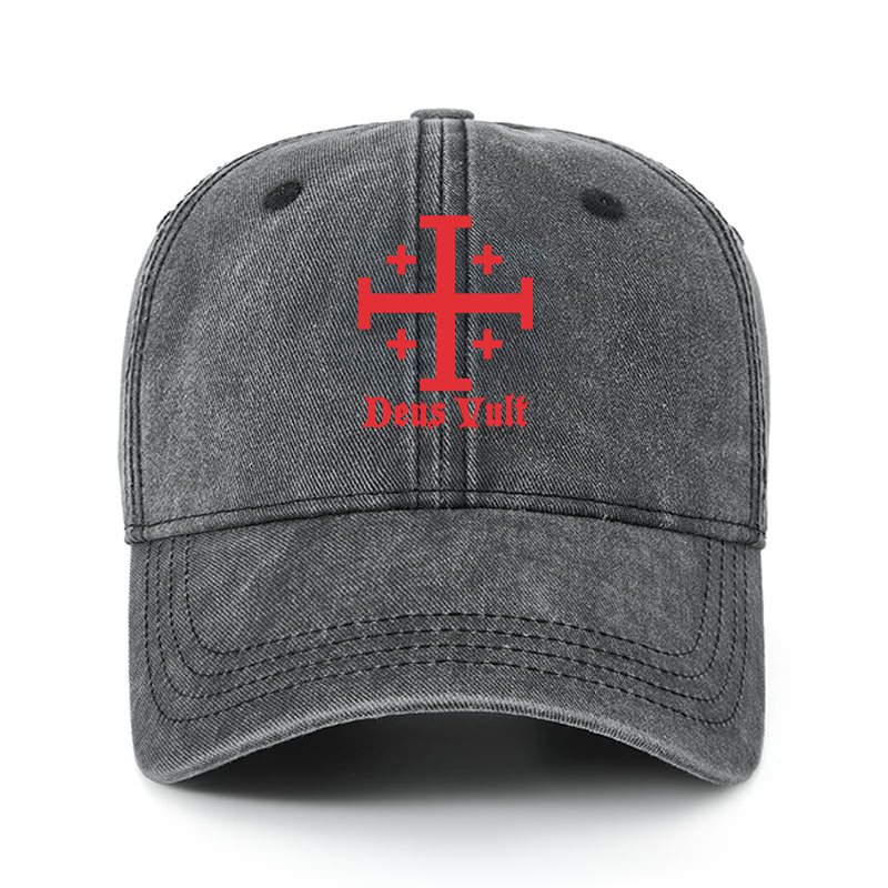 Heritage Washed Cap - Jerusalem Cross Deus Vult