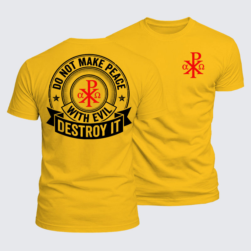 Luxe Mercerized Cotton Tee -  Make No Peace with Evil Knight Templar Jerusalem Cross