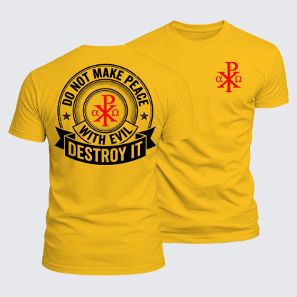 Luxe Mercerized Cotton Tee -  Make No Peace with Evil Knight Templar Jerusalem Cross